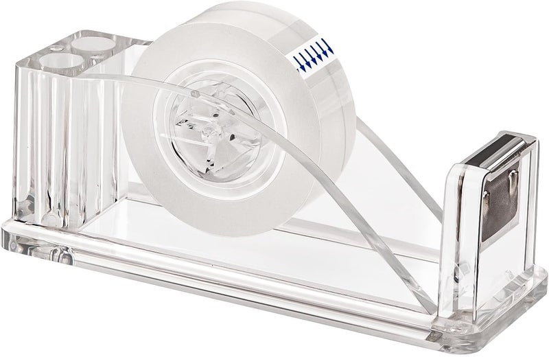 JEFURE Transparent Acrylic Tape Dispenser, Non-Skid Tape Cutter Holder, Clear Tape Dispensers Bulk for Desk, Office, Home, School - Image 1